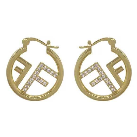 Anthropologie Gold and Silver Crystal Hoop Earrings - Picture 4 of 4